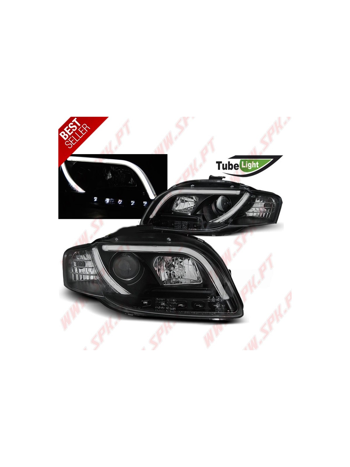 Faróis Tube-Light V.2 / Black - Audi A4 B7 (2004-2008)