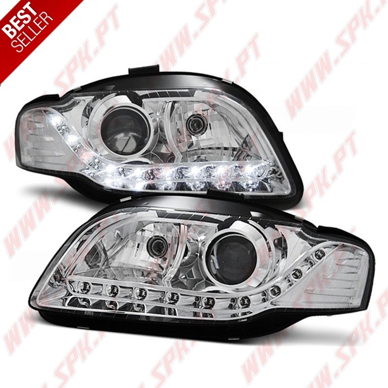 Faróis Daylight LED V.2 / Chrome - Audi A4 B7 (2004-2008) Faróis Daylight LED V.2 / Chrome - Audi A4 B7 (2004-2008)