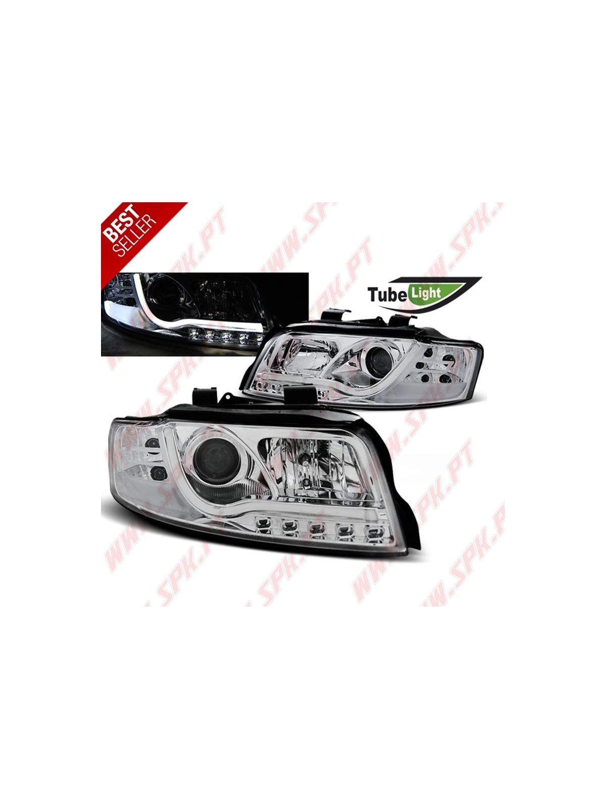 Faróis Tube-Light / Chrome - Audi A4 B6 (2000-2004)