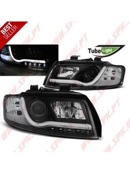 Faróis Tube-Light / Black - Audi A4 B6 (2000-2004)