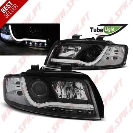 Faróis Tube-Light / Black - Audi A4 B6 (2000-2004)