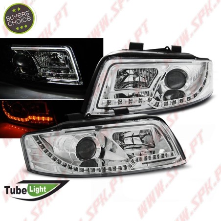 Faróis Tube-Light V.2 / Chrome - Audi A4 B6 (2000-2004)