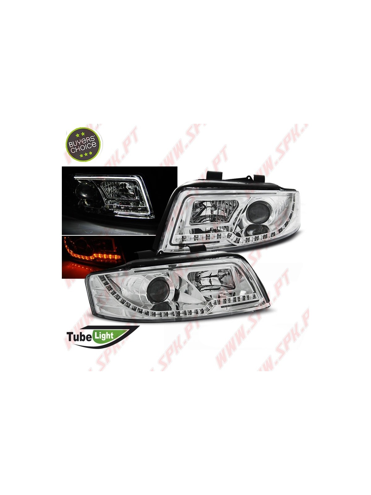 Faróis Tube-Light V.2 / Chrome - Audi A4 B6 (2000-2004)