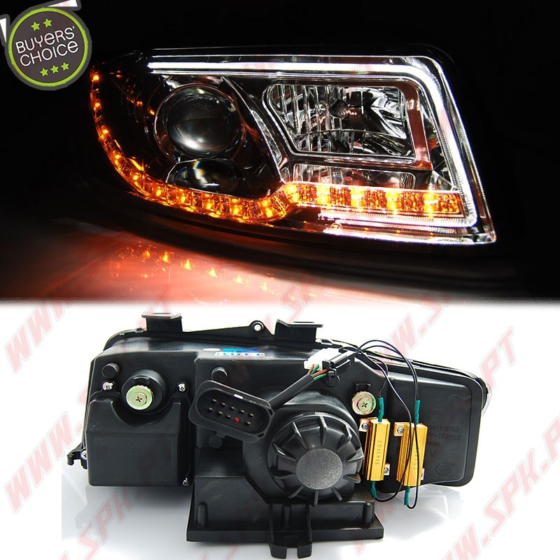 Faróis Tube-Light V.2 / Chrome - Audi A4 B6 (2000-2004)