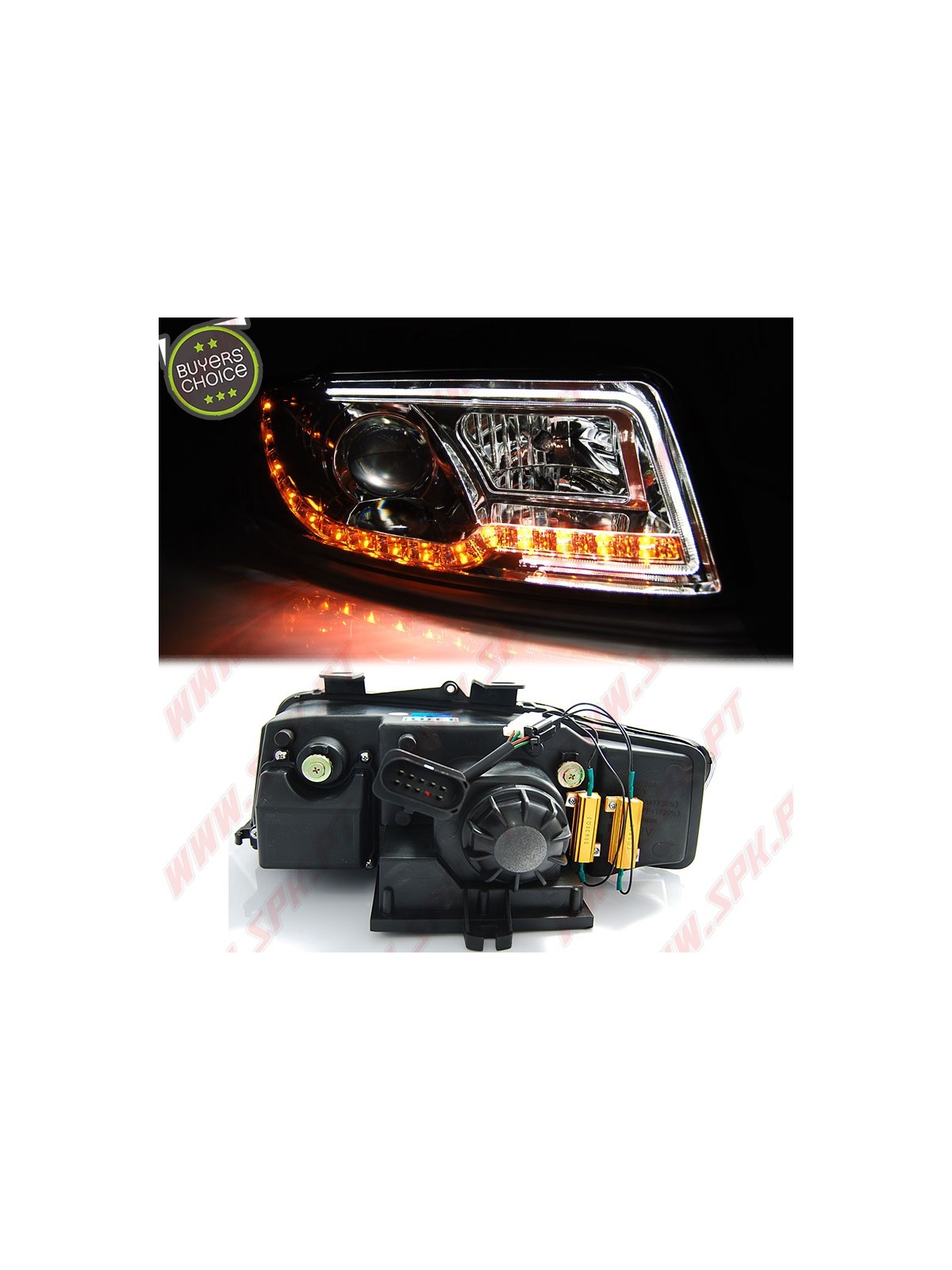Faróis Tube-Light V.2 / Chrome - Audi A4 B6 (2000-2004)