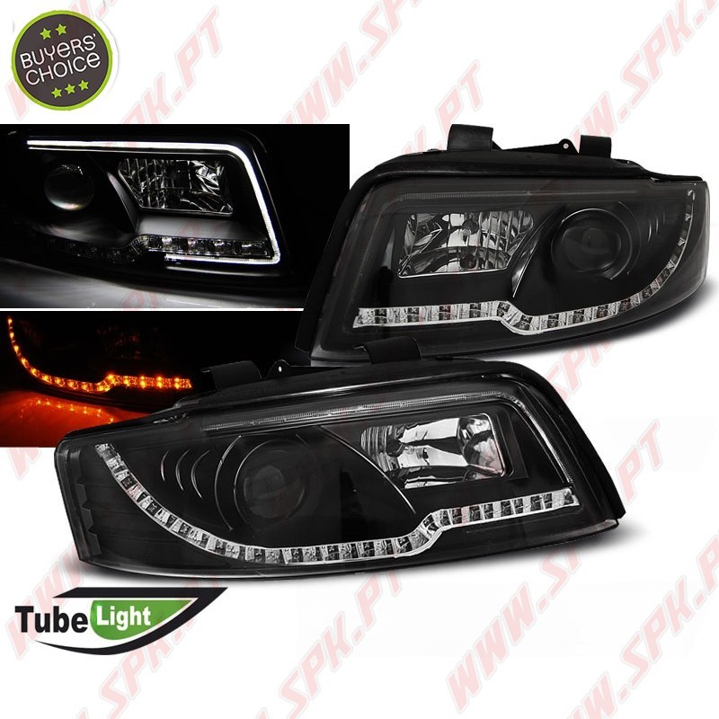 Faróis Tube-Light V.2 / Black - Audi A4 B6 (2000-2004)