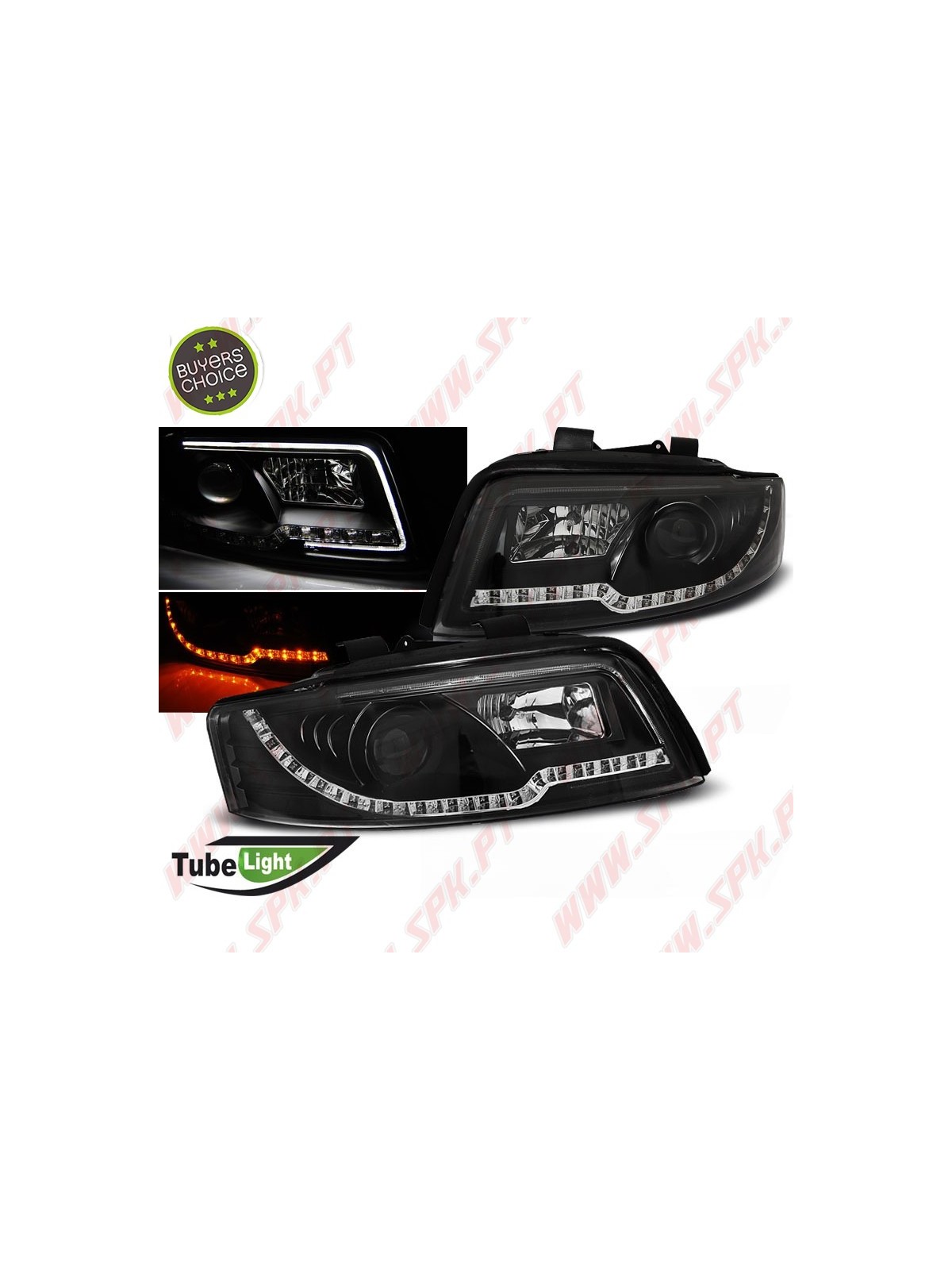 Faróis Tube-Light V.2 / Black - Audi A4 B6 (2000-2004)