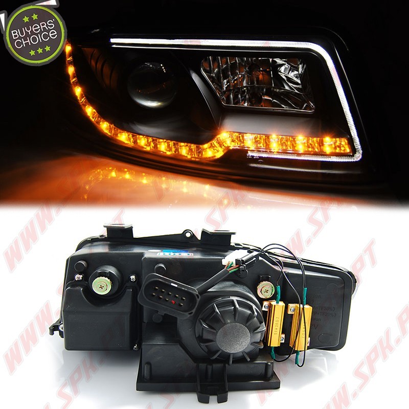 Faróis Tube-Light V.2 / Black - Audi A4 B6 (2000-2004)