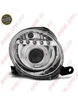 Faróis Angel Eyes LED / Chrome - Fiat 500 (2007-2015)