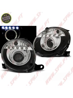 Faróis Angel Eyes LED / Black - Fiat 500 (2007-2015)