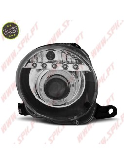 Faróis Angel Eyes LED / Black - Fiat 500 (2007-2015)