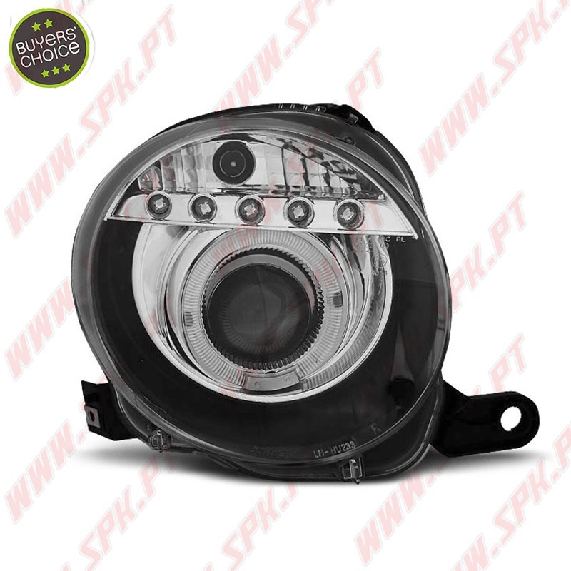 Faróis Angel Eyes LED / Black - Fiat 500 (2007-2015) Faróis Angel Eyes LED / Black - Fiat 500 (2007-2015)