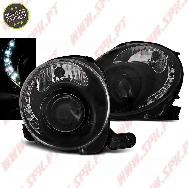 Faróis LED / Black - Fiat 500 (2007-2015) Faróis LED / Black - Fiat 500 (2007-2015)