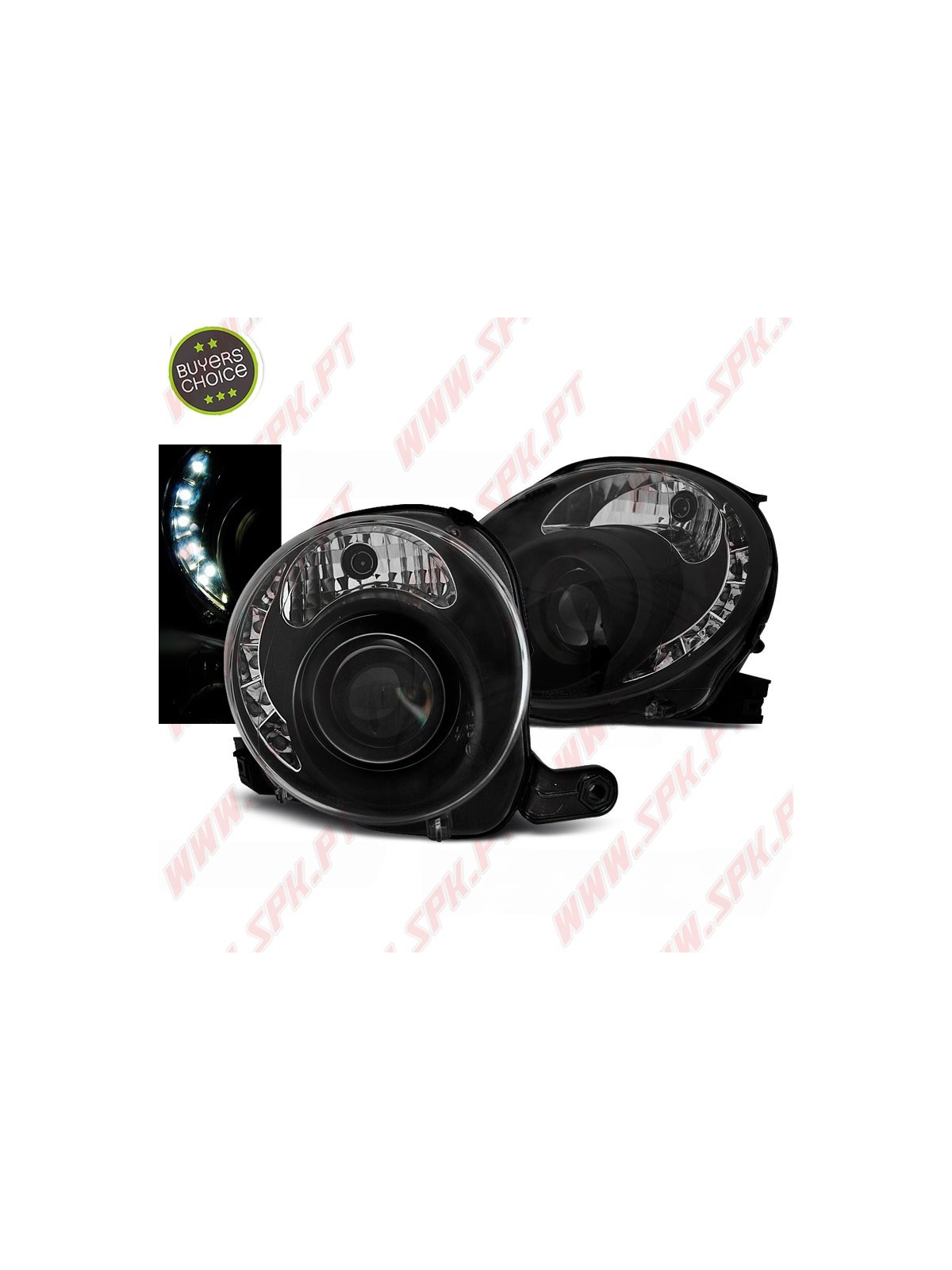 Faróis LED / Black - Fiat 500 (2007-2015) Faróis LED / Black - Fiat 500 (2007-2015)