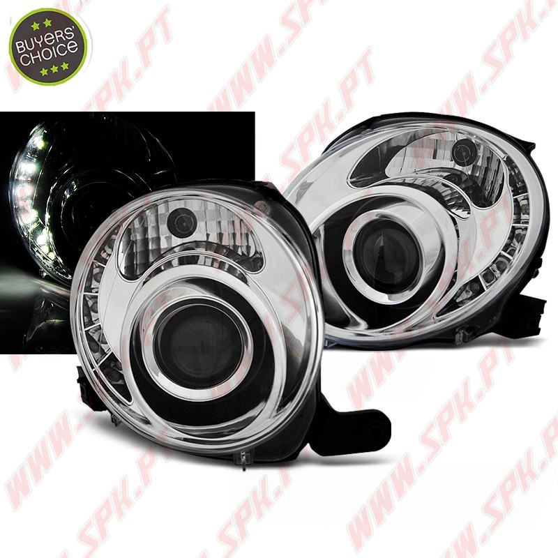 Faróis LED / Chrome - Fiat 500 (2007-2015) Faróis LED / Chrome - Fiat 500 (2007-2015)