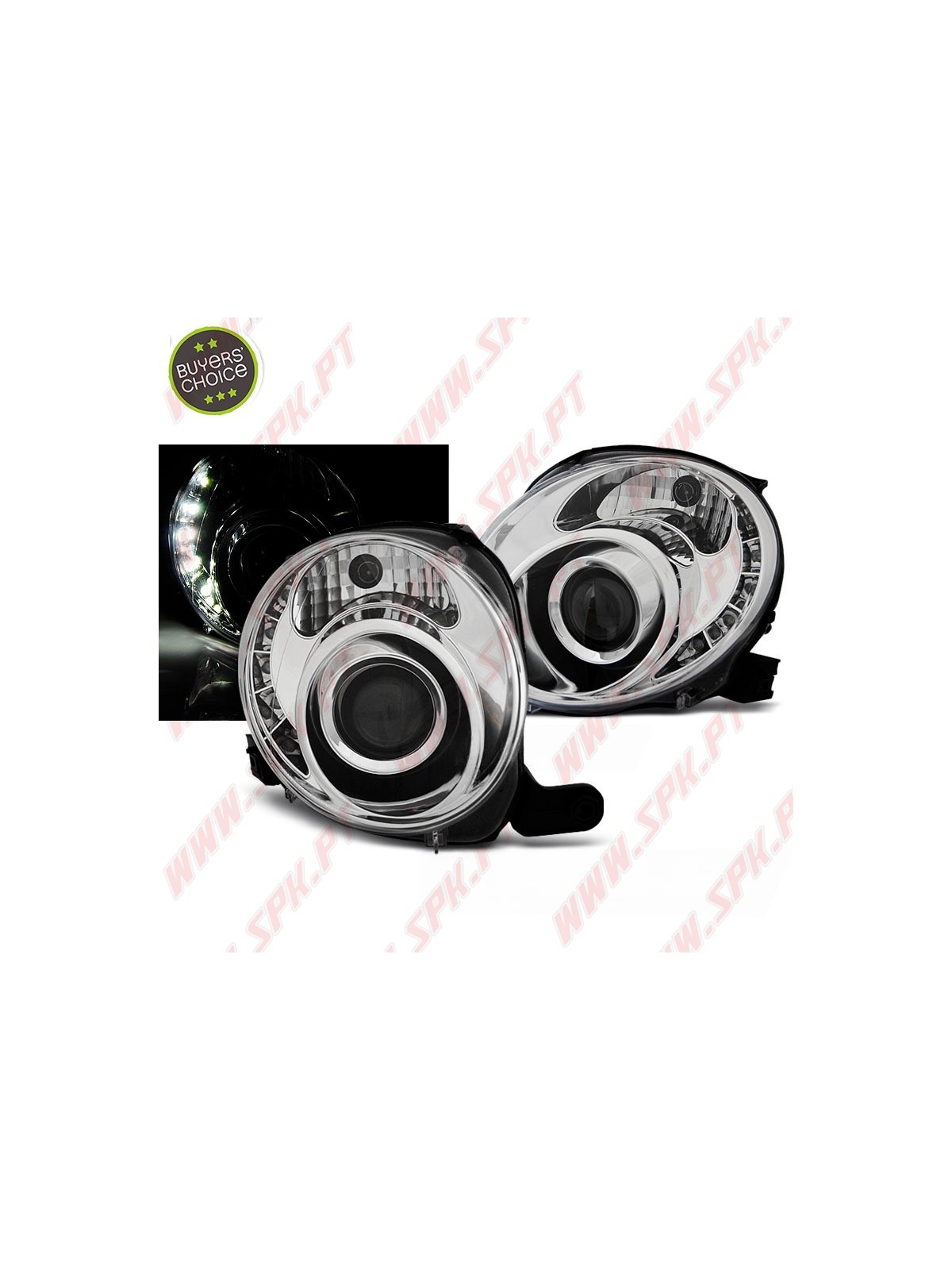 Faróis LED / Chrome - Fiat 500 (2007-2015) Faróis LED / Chrome - Fiat 500 (2007-2015)