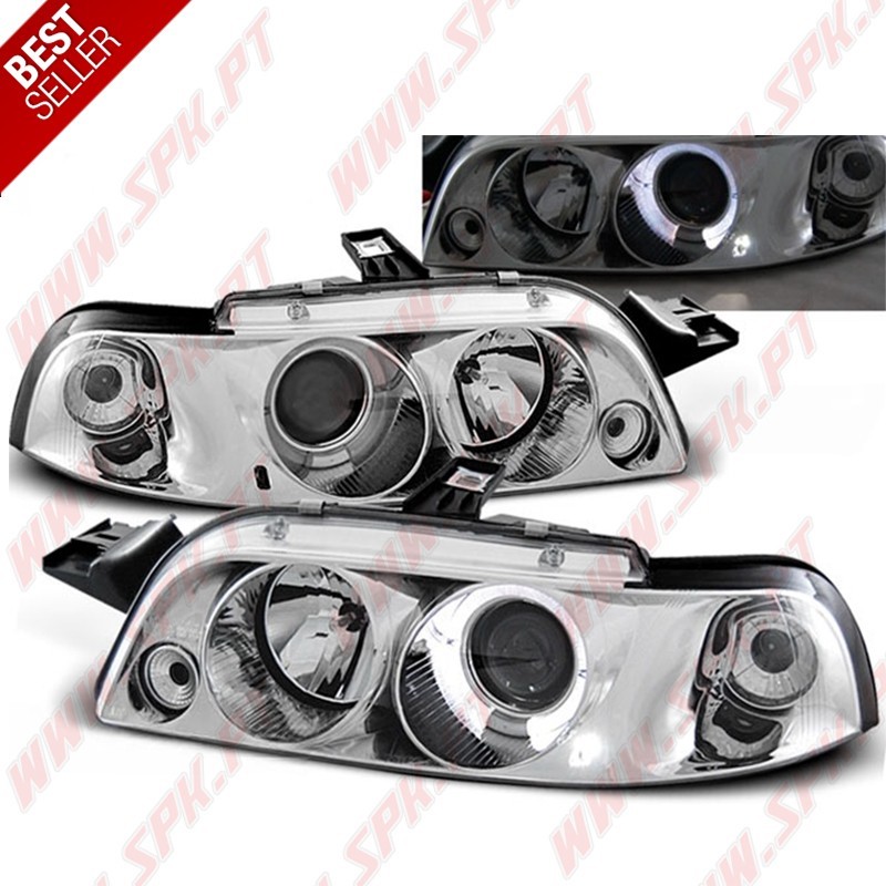 Faróis Angel Eyes LED / Chrome - Fiat Punto 176 (1994-1999) Faróis Angel Eyes LED / Chrome - Fiat Punto 176 (1994-1999)
