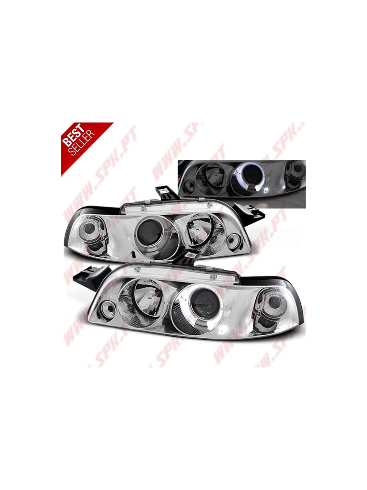 Faróis Angel Eyes LED / Chrome - Fiat Punto 176 (1994-1999) Faróis Angel Eyes LED / Chrome - Fiat Punto 176 (1994-1999)