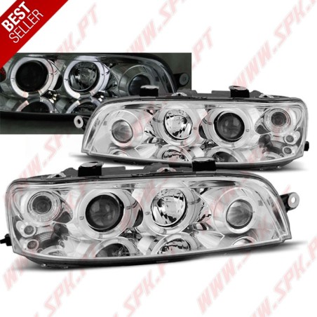 Faróis Angel Eyes LED / Chrome - Fiat Punto 188 (1999-2003)