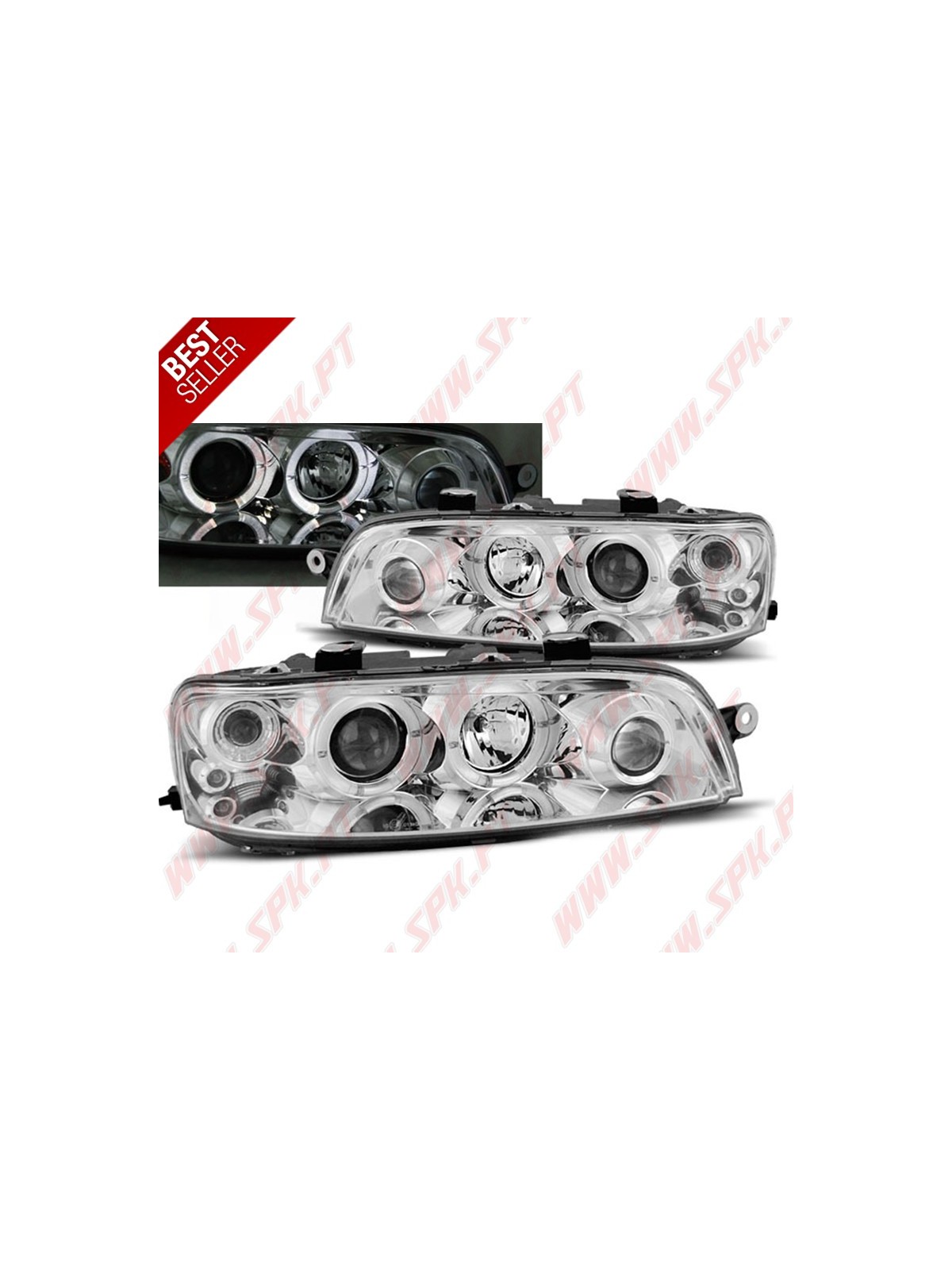 Faróis Angel Eyes LED / Chrome - Fiat Punto 188 (1999-2003)