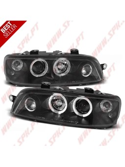 Faróis Angel Eyes LED / Black - Fiat Punto 188 (1999-2003)
