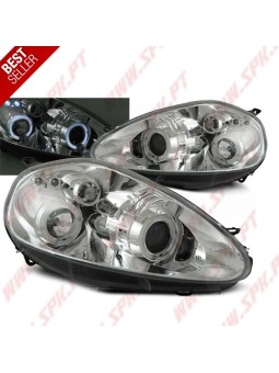 Faróis Angel Eyes LED / Chrome - Fiat Grande Punto (2005-2008)