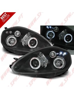 Faróis Angel Eyes LED / Black - Fiat Grande Punto (2005-2008)