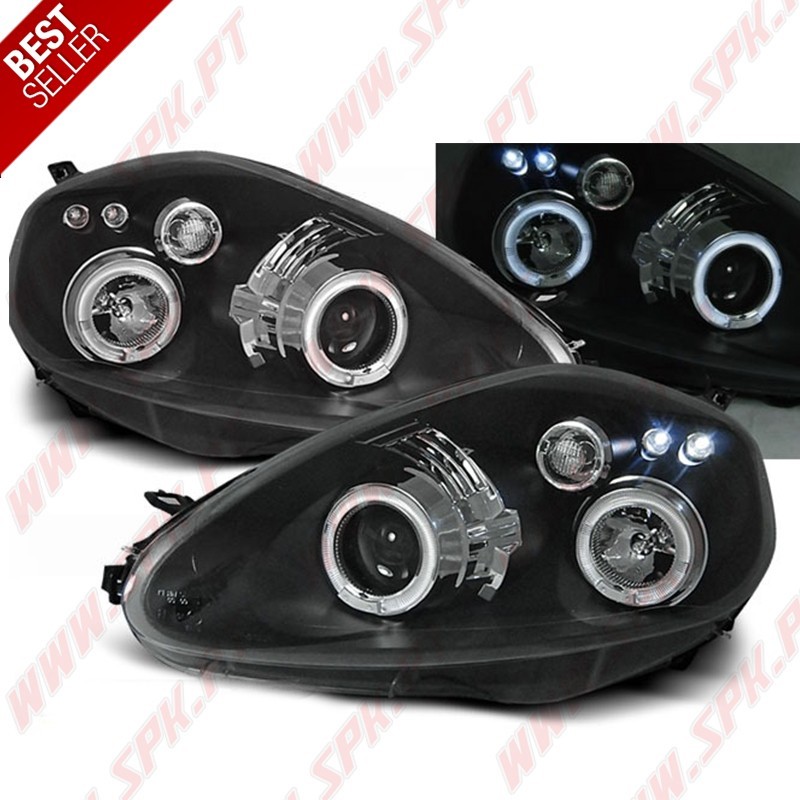 Faróis Angel Eyes LED / Black - Fiat Grande Punto (2005-2008) Faróis Angel Eyes LED / Black - Fiat Grande Punto (2005-2008)