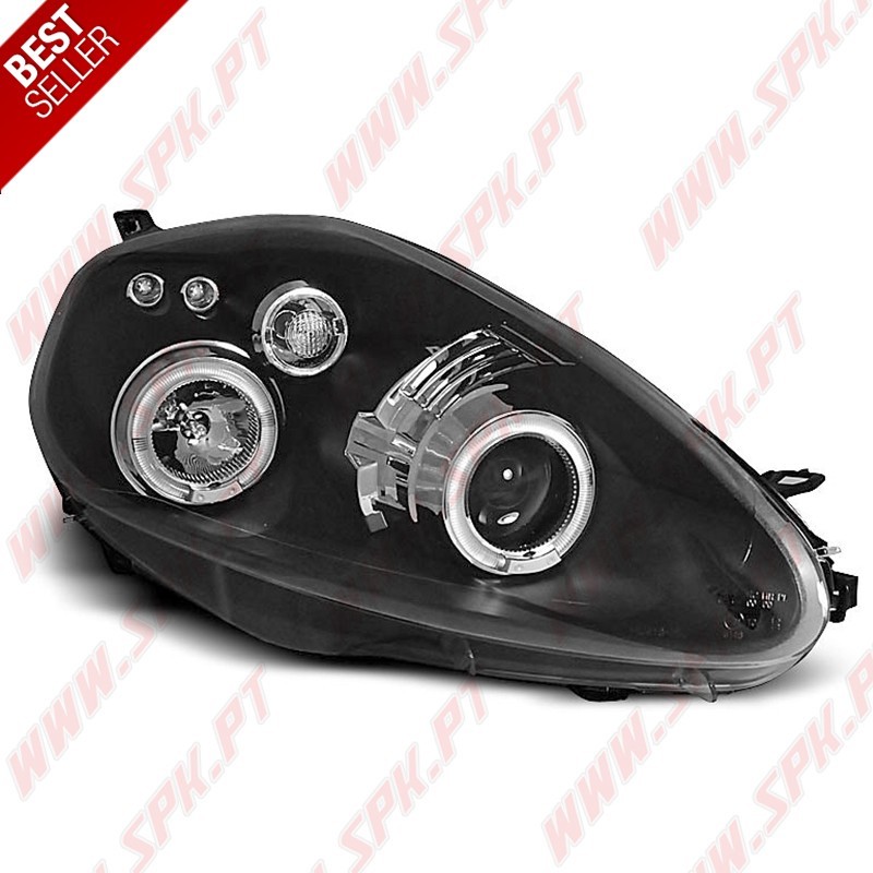 Faróis Angel Eyes LED / Black - Fiat Grande Punto (2005-2008) Faróis Angel Eyes LED / Black - Fiat Grande Punto (2005-2008)