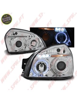 Faróis Angel Eyes LED / Chrome - Hyundai Tucson (2004-2010)