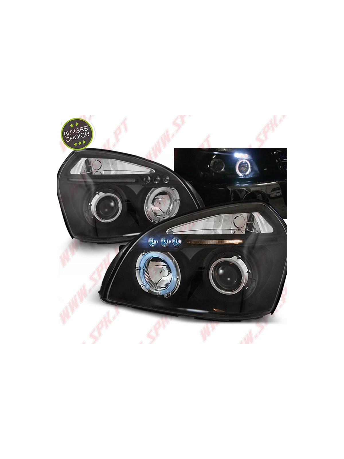 Faróis Angel Eyes LED / Black - Hyundai Tucson (2004-2010)