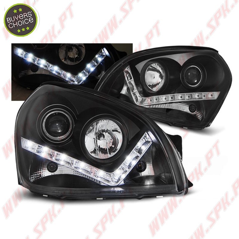 Faróis Daylight LED / Black - Hyundai Tucson (2004-2010) Faróis Daylight LED / Black - Hyundai Tucson (2004-2010)