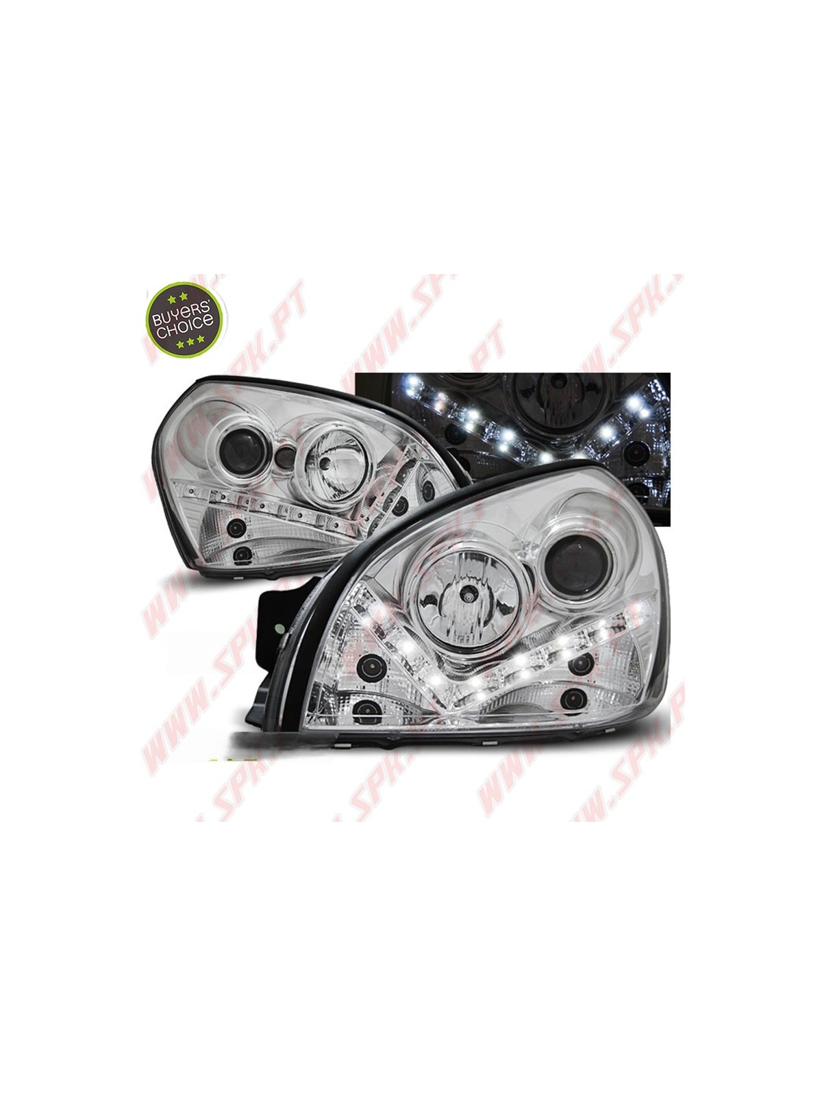 Faróis Daylight LED / Chrome - Hyundai Tucson (2004-2010) Faróis Daylight LED / Chrome - Hyundai Tucson (2004-2010)