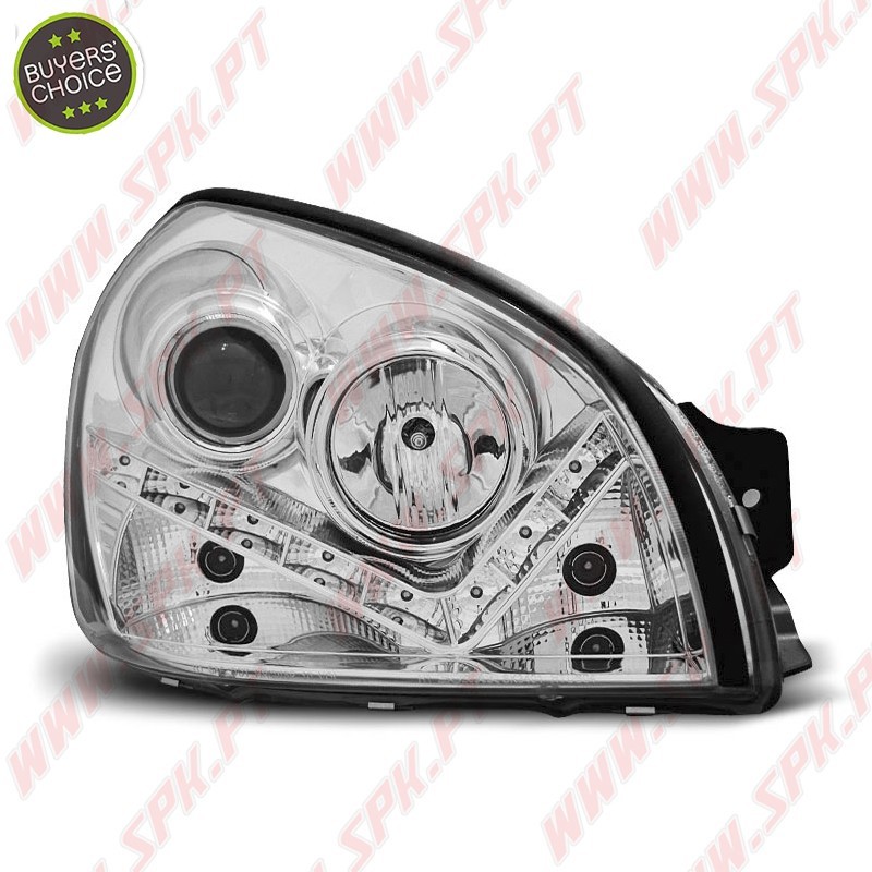 Faróis Daylight LED / Chrome - Hyundai Tucson (2004-2010) Faróis Daylight LED / Chrome - Hyundai Tucson (2004-2010)