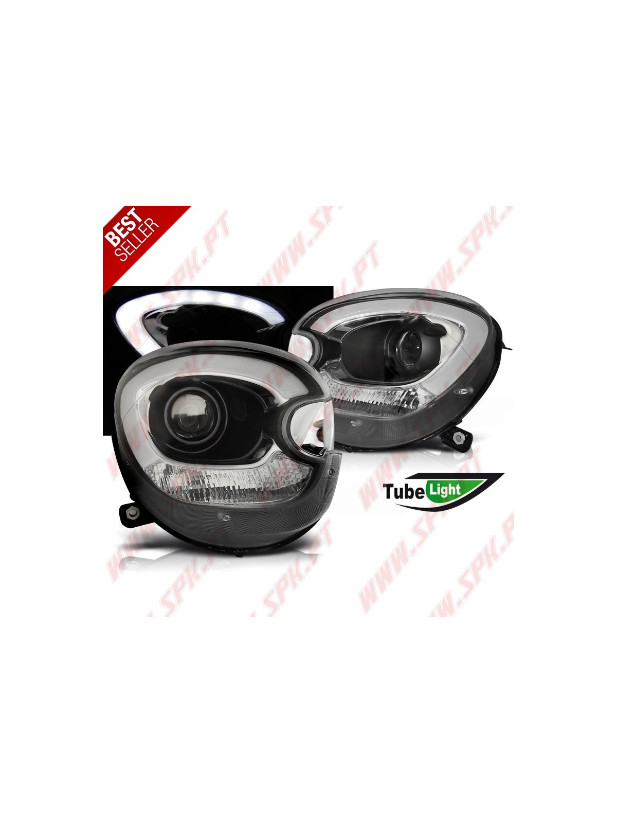 Faróis Tube-Light / Black - Mini R60 / R61 Countryman (2010-2016)