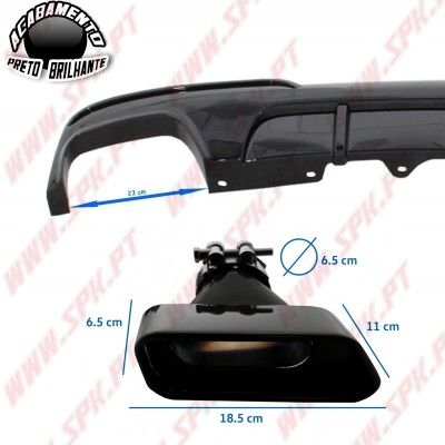 Difusor Traseiro + Ponteiras Black Edition Look M-Performance - BMW F10 / F11 (2010-2017)