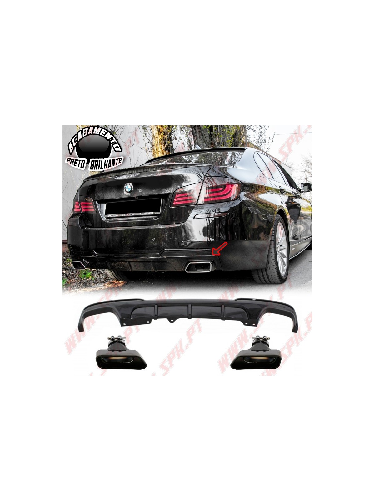 Difusor Traseiro + Ponteiras Black Edition Look M-Performance - BMW F10 / F11 (2010-2017)