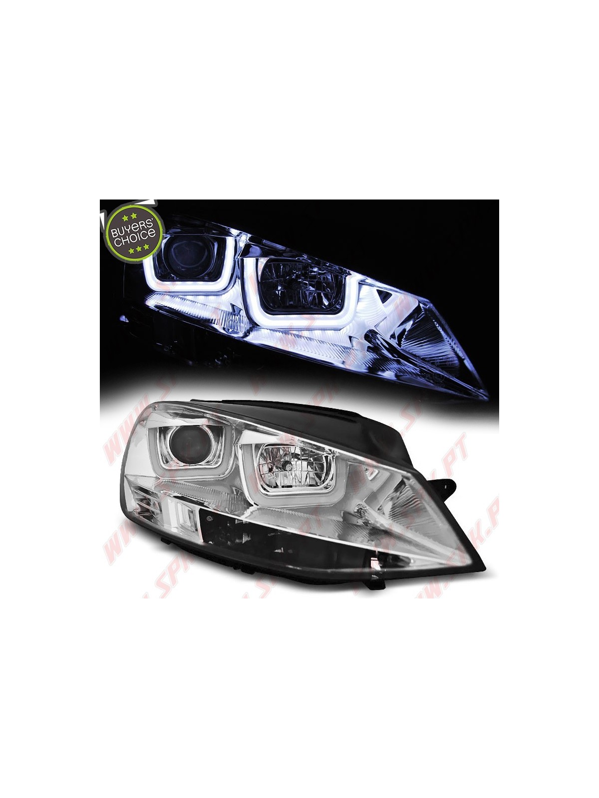 Faróis U-LED / Chrome - VW Golf 7 (2012-2017)