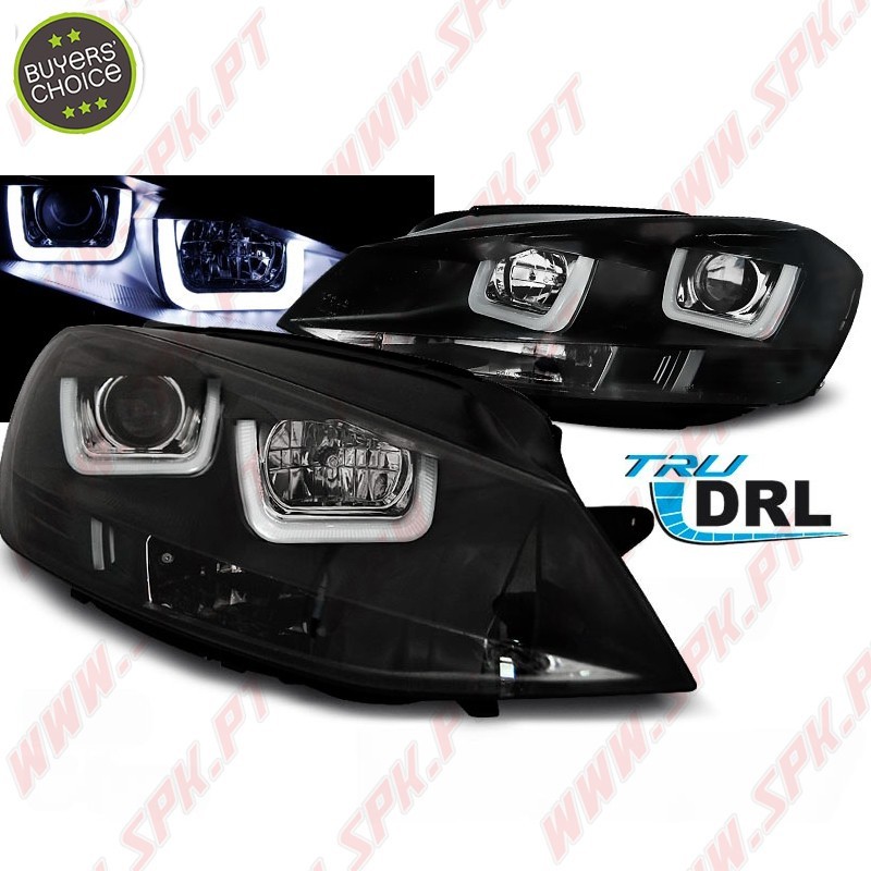 Faróis U-LED / Black - VW Golf 7 (2012-2017) Faróis U-LED / Black - VW Golf 7 (2012-2017)