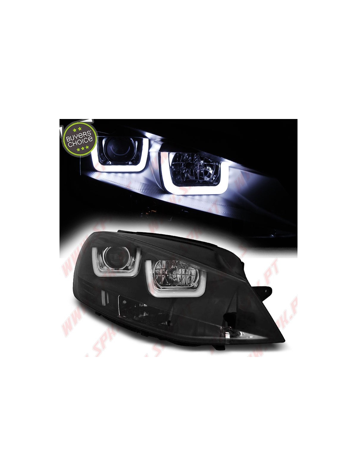 Faróis U-LED / Black - VW Golf 7 (2012-2017) Faróis U-LED / Black - VW Golf 7 (2012-2017)