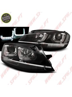 Faróis U-LED "Chrome-Line" / Black - VW Golf 7 (2012-2017)