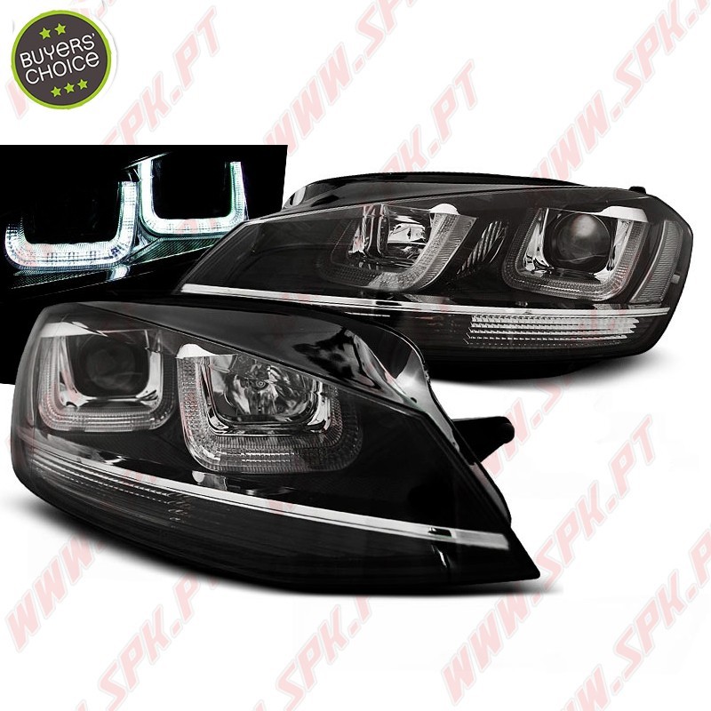 Faróis U-LED "Chrome-Line" / Black - VW Golf 7 (2012-2017)