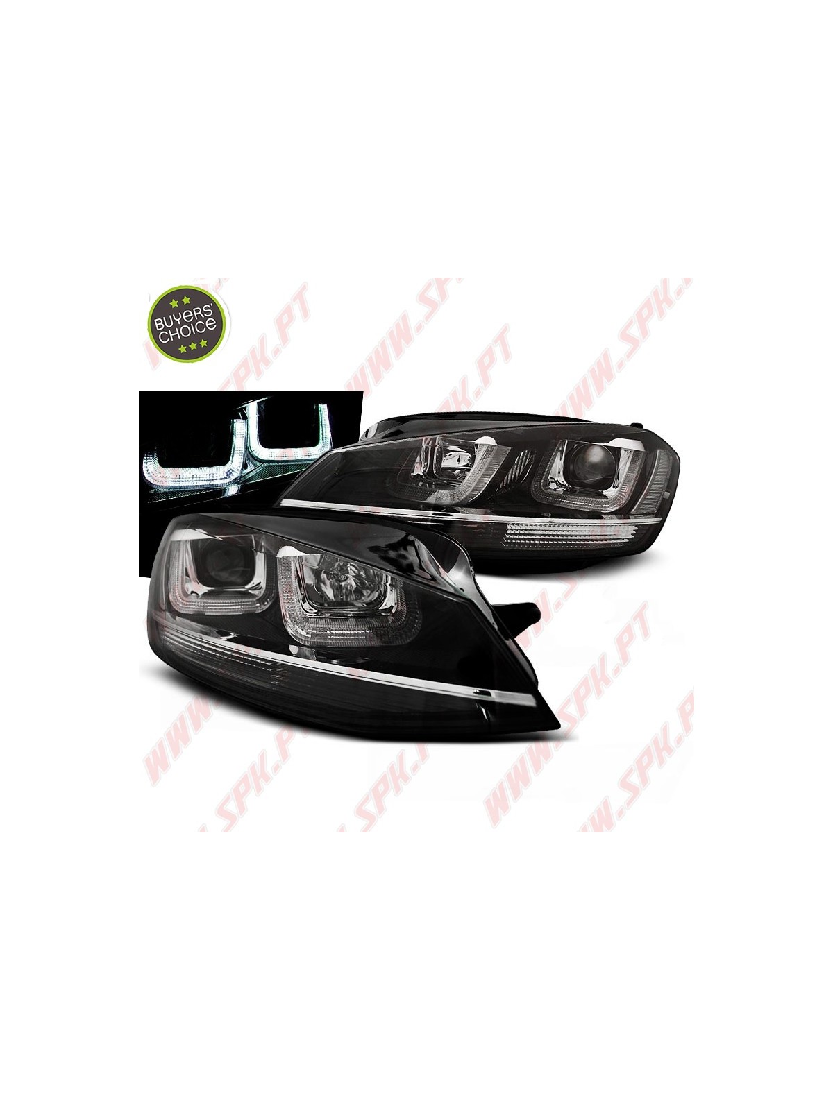 Faróis U-LED "Chrome-Line" / Black - VW Golf 7 (2012-2017)