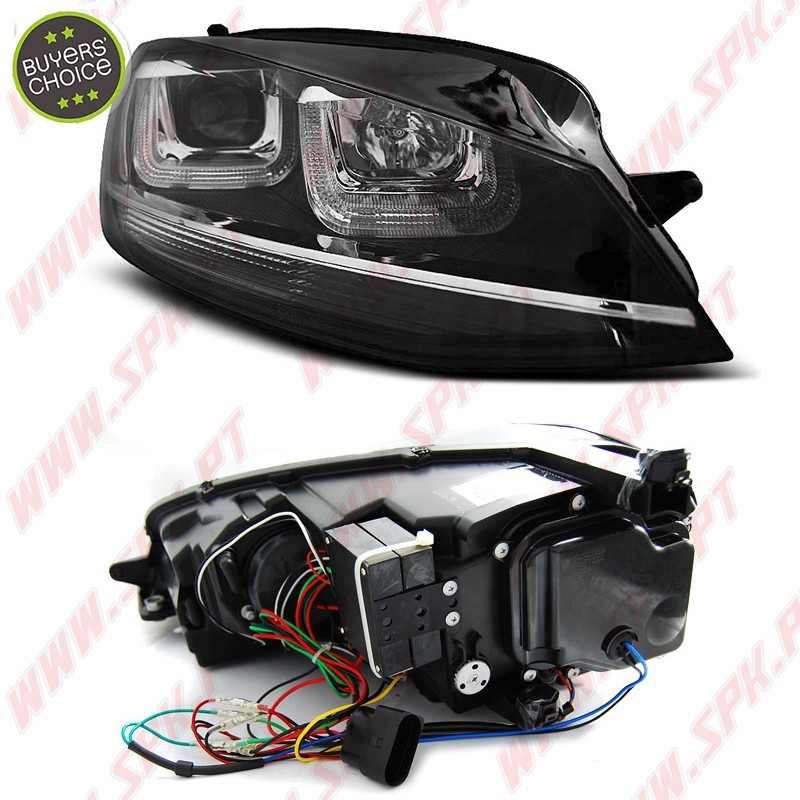 Faróis U-LED "Chrome-Line" / Black - VW Golf 7 (2012-2017)