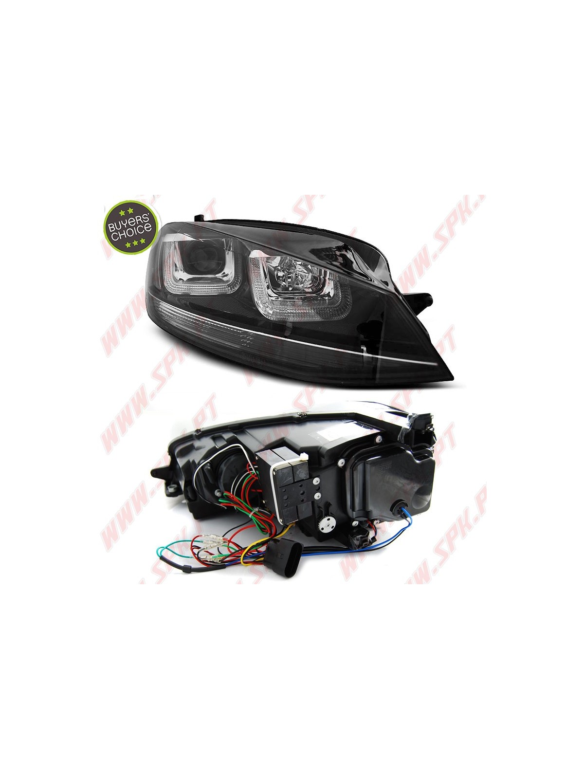 Faróis U-LED "Black-Line" / Black - VW Golf 7 (2012-2017)