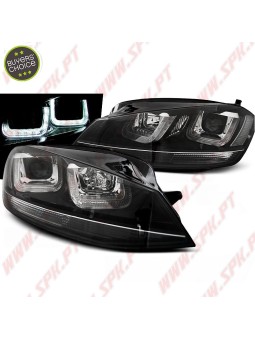 Faróis U-LED "Black-Line" / Black - VW Golf 7 (2012-2017)