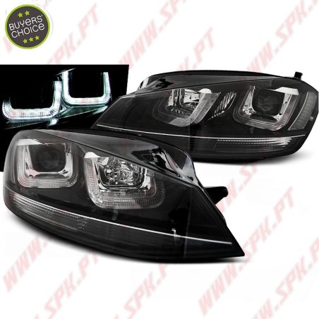 Faróis U-LED "Black-Line" / Black - VW Golf 7 (2012-2017)