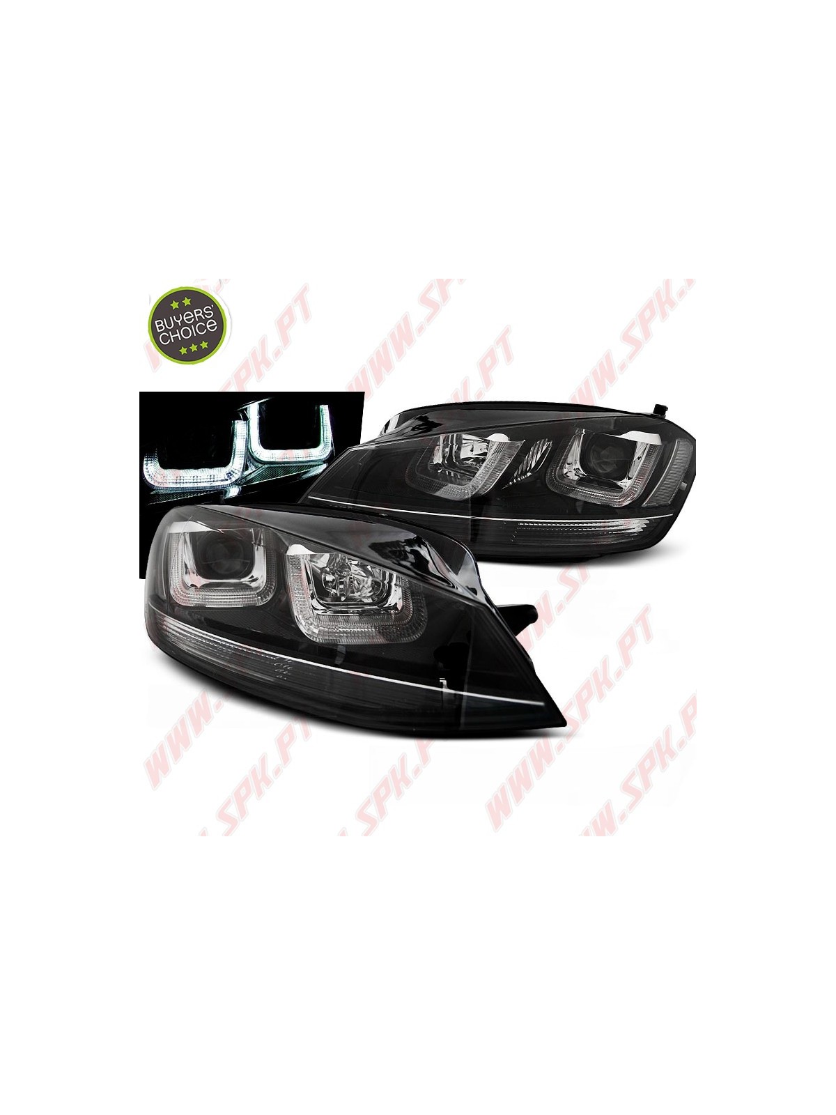 Faróis U-LED "Black-Line" / Black - VW Golf 7 (2012-2017)