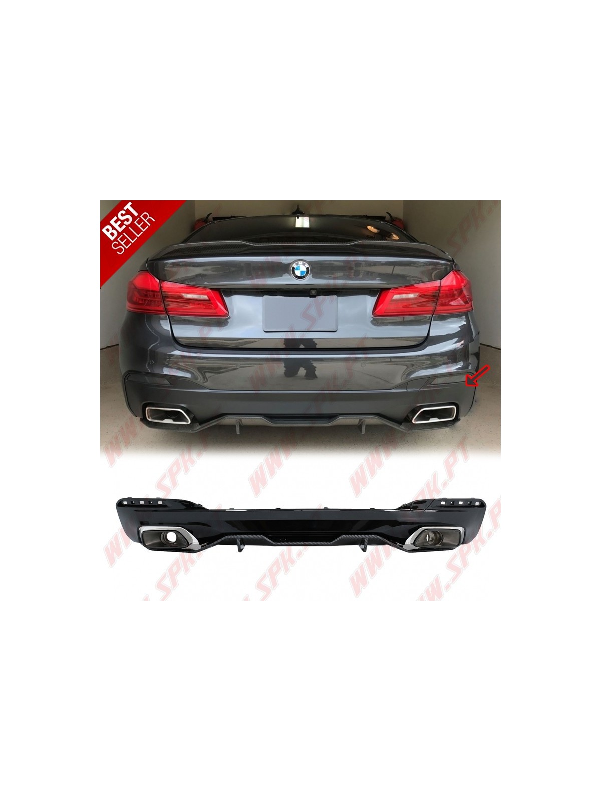 Difusor Traseiro + Ponteiras Black+Carbon Look M-Performance - BMW G30 / G38 (2016-2019)