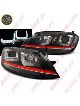 Faróis U-LED "Red-Line" / Black - VW Golf 7 (2012-2017)
